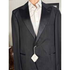 Brunello Cucinelli Tuxedo Dinner Jacket New Tags Black Peak Lapel 54EU 44R US